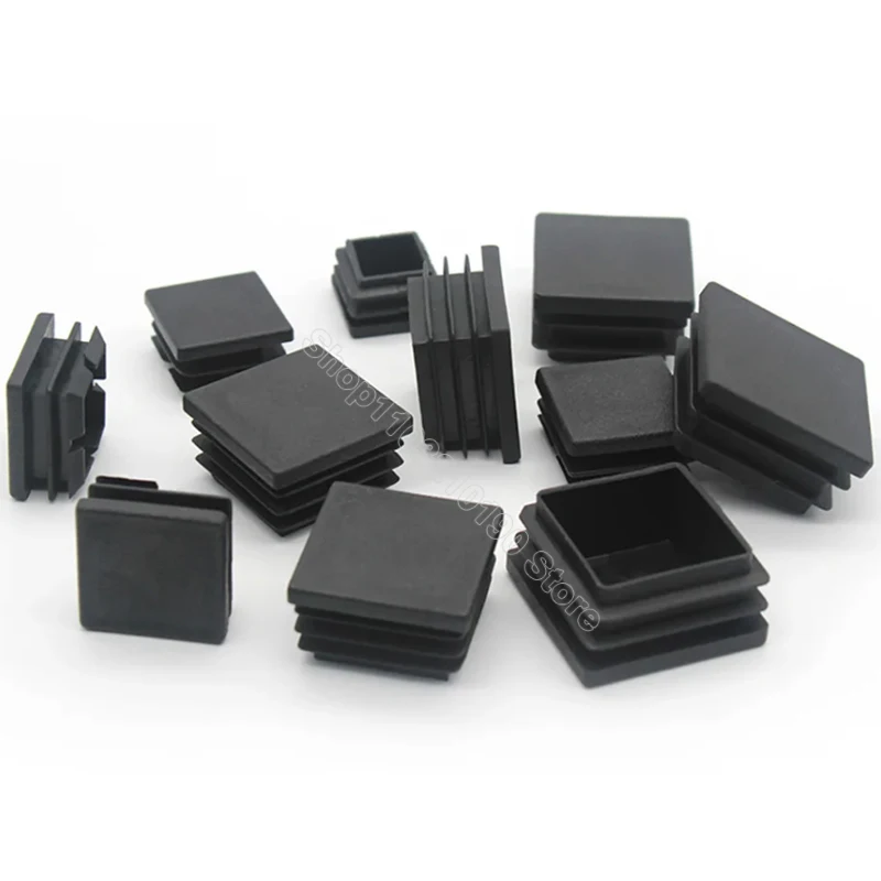 1-100Pcs 10/13/15/16/18-200mm Black Plastic Blanking End Cap Square Pipe Tube Caps Insert Plug Bung Furniture Foot Pad Protector