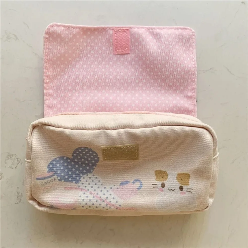 High Quality Cat Cartoon Print Pen Bag Large Capacity Multifunctional Stationery Bag Pencil Case Students