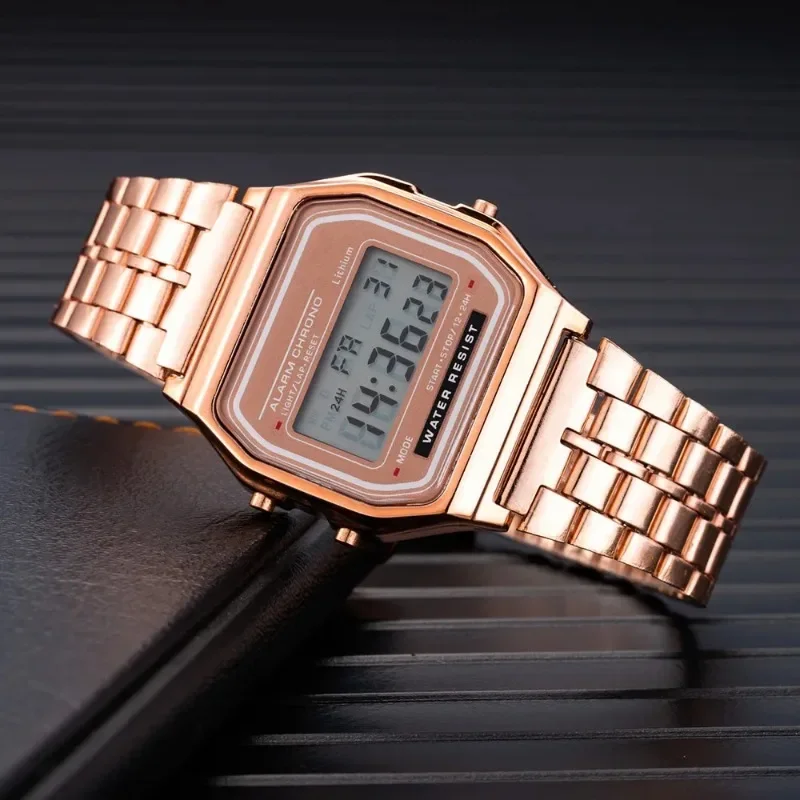 Reloj deportivo para Hombre, Reloj de pulsera cuadrado de acero inoxidable de lujo a la moda Led Digital, relojes electrónicos para mujer, Reloj para Hombre