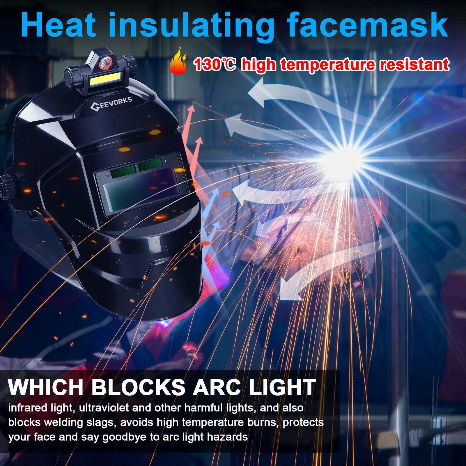 Máscara de soldagem escurecimento automático, visão ampla, cor verdadeira, máscara facial para soldagem a arco, escurecimento automático