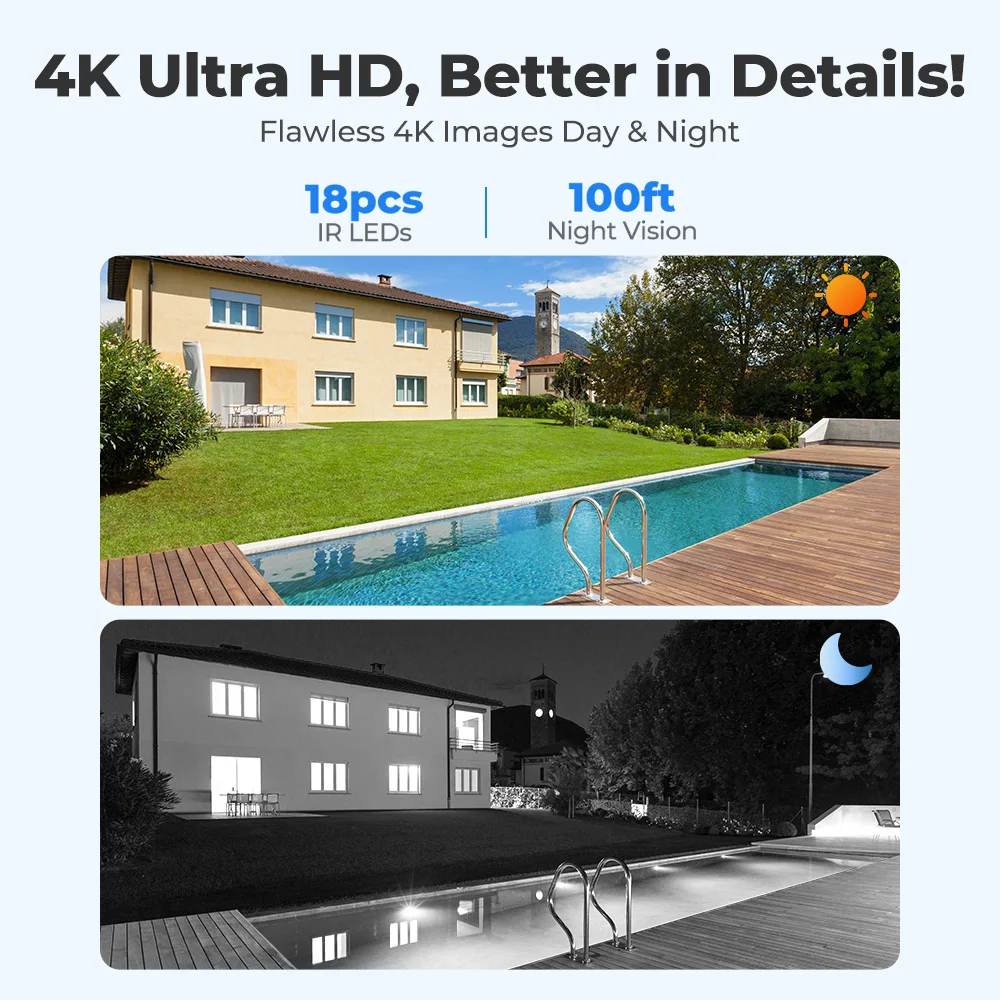 Reolink-cámara de vigilancia IP para exteriores, videocámara de 8mp, 4K, PoE, detección de personas/coches, visión nocturna infrarroja, RLC-810A