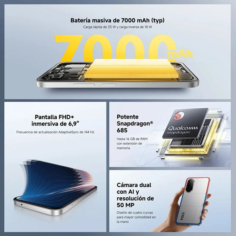 【Weltpremiere】POCO M7 Global Version Smartphone Snapdragon 685 7000 mAh Akku Immersive 6,9" FHD+ Display NFC 33 W Aufladung