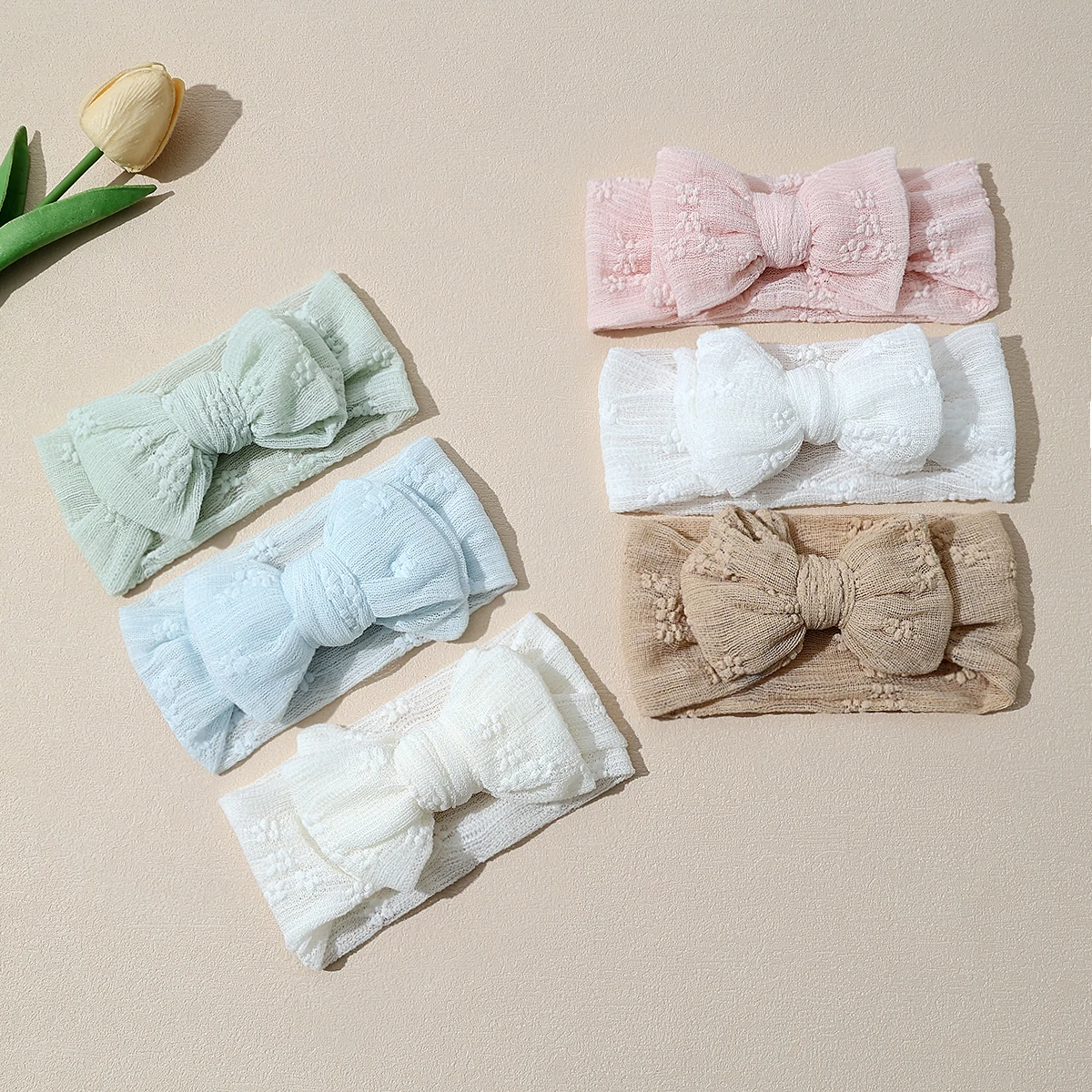 3 sztuk/zestaw Baby Girl opaska na głowę podwójna siateczka kokardki opaska do włosów miękki turban urocza kokarda dziecięce nakrycia głowy akcesoria do włosów dla noworodka