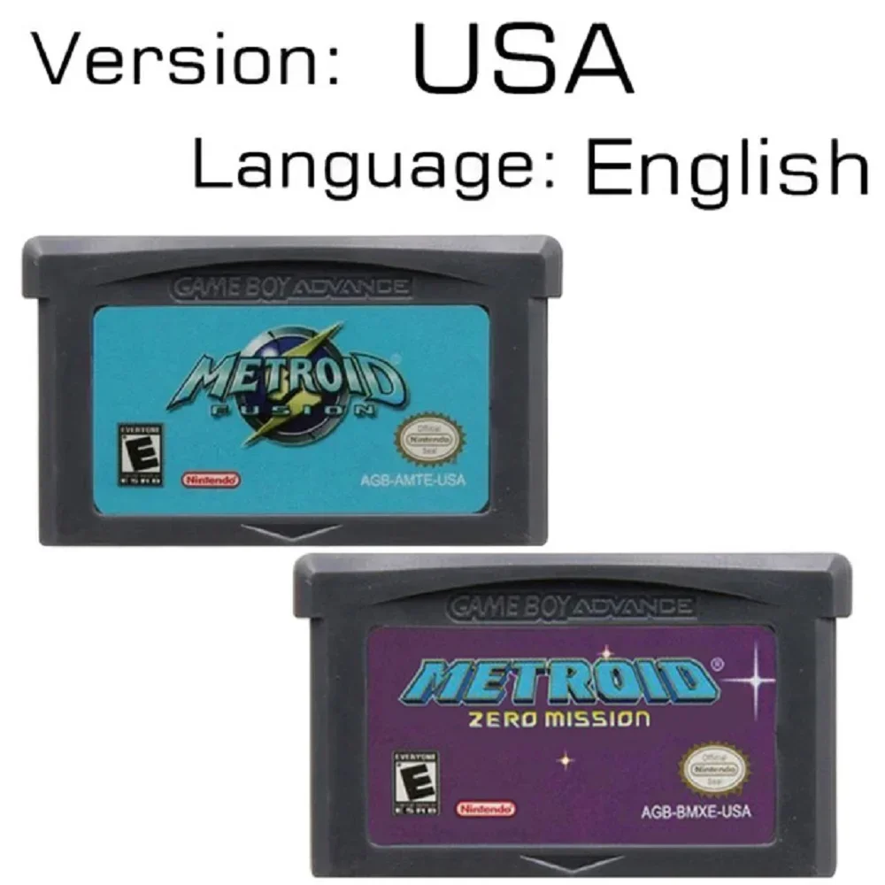GBA Spielkonsolen-Spielkassette, 32-Bit-Video, Metroid-Serie, Fusion Zero Mission, US-Version, europäische Version. Klassische Nostalgie