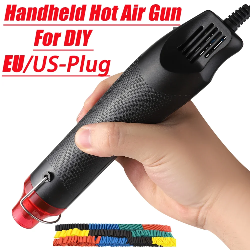 Pistola de aire caliente de 220/110V, herramienta de bricolaje, herramienta de calefacción eléctrica, mini soplador de proceso de temperatura de soldadura, con contracción de base de soporte