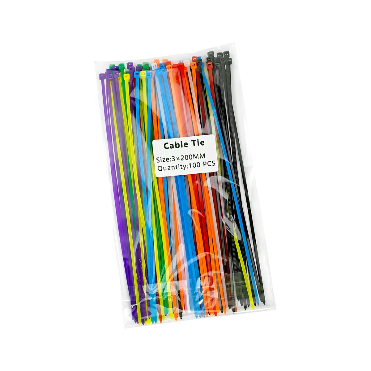 3×200mm Dimensioni 100 Pz/borsa Fascetta per cavi in nylon multicolore con chiusura Slef Fascio rapido Avvolgicavo in plastica