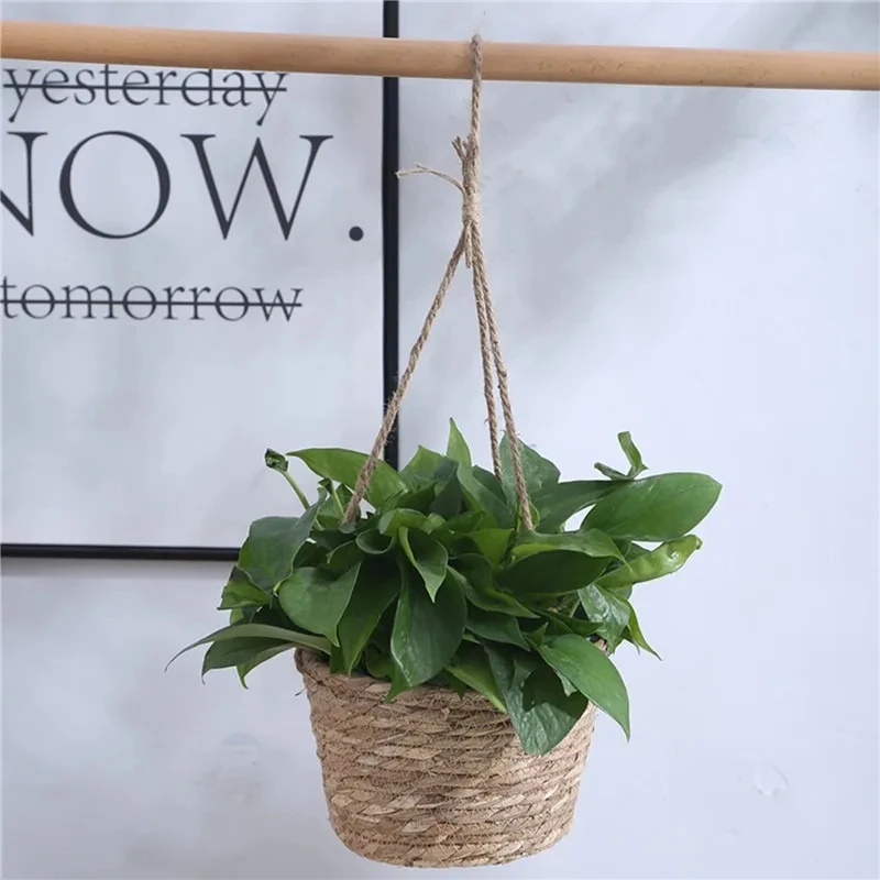 Garten Hängen Pflanzer Makramee Pflanzen Lagerung Korb Jute Seil Gewebt Indoor Outdoor Blumentopf Halter Pflanzen Kleiderbügel Wohnkultur