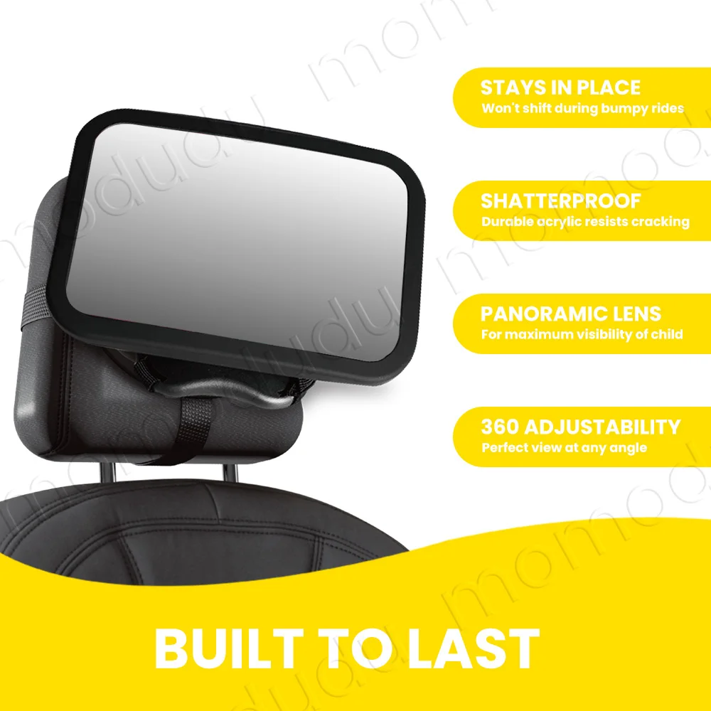 Large miroir de voiture pour bébé, monté sur appui-tête, miroir d'observation de sécurité, Installation inversée, accessoire intérieur idéal pour nourrissons sécurisés
