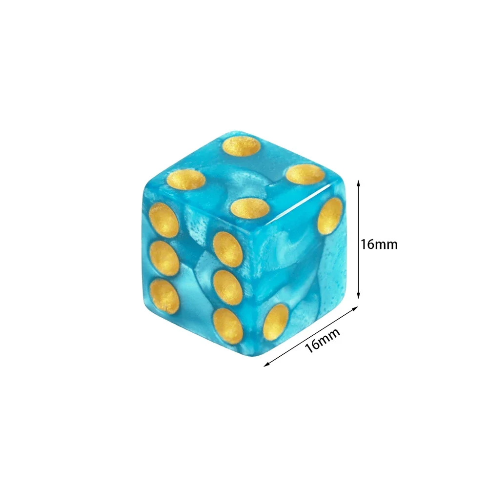 Dados de jogo de 6 lados 16mm mármore acrílico d6 conjunto de dados para dnd, rpg, tabuleiro de mesa ou ensino de matemática, dados de impressão de aventurina