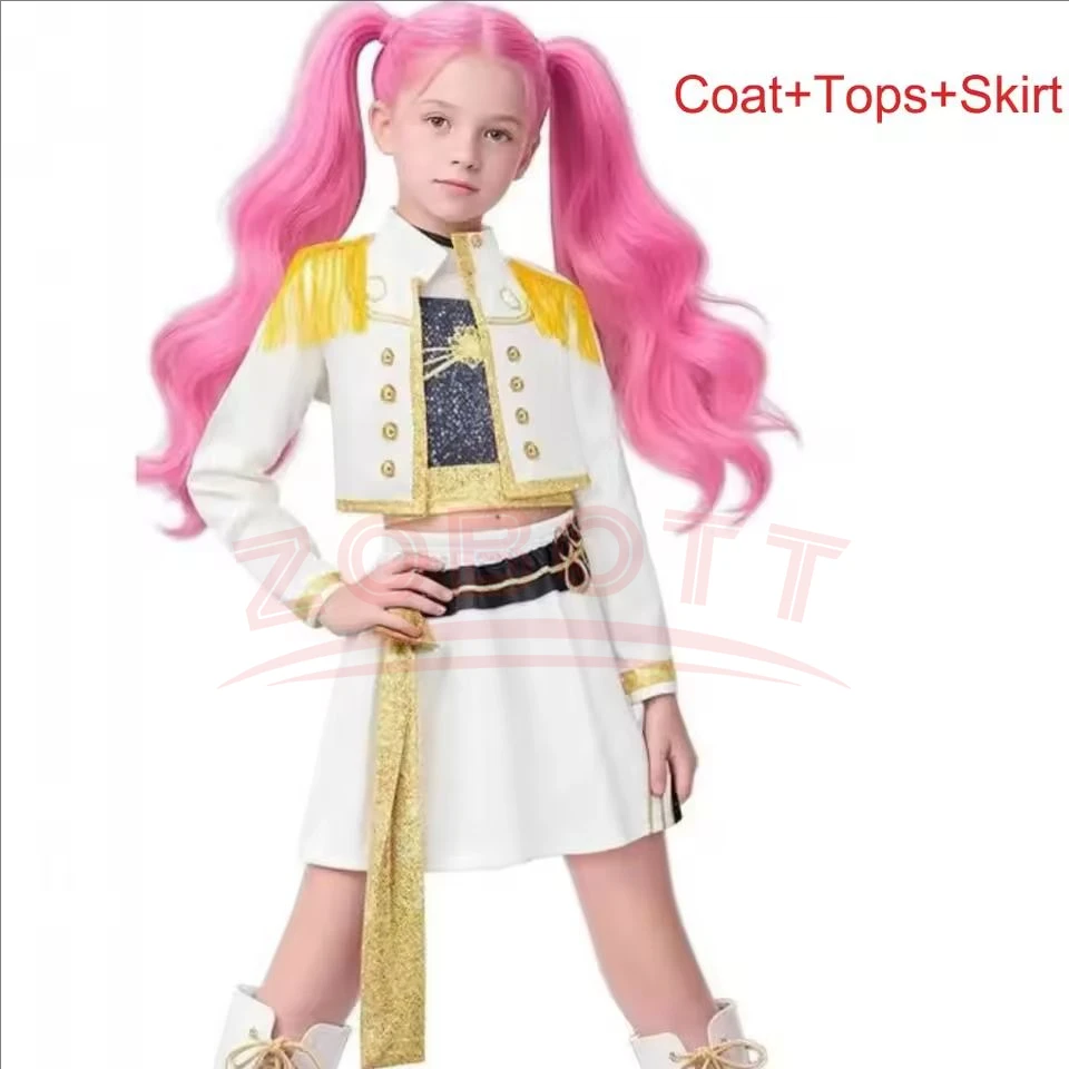 キッズ K-pop ルミ ゾーイ ミラ コスプレ ハントリックス コスチューム 3D プリント デーモン ハンターズ ミラ ステージ衣装 子供 ハロウィン パーティー 衣装セット