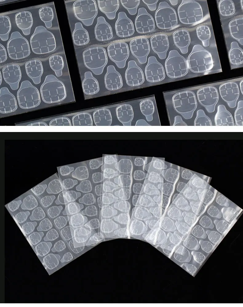 240/480 PCS Fita adesiva forte para pontas de unhas prensadas - Filme adesivo de dupla face para unhas falsas-transparente