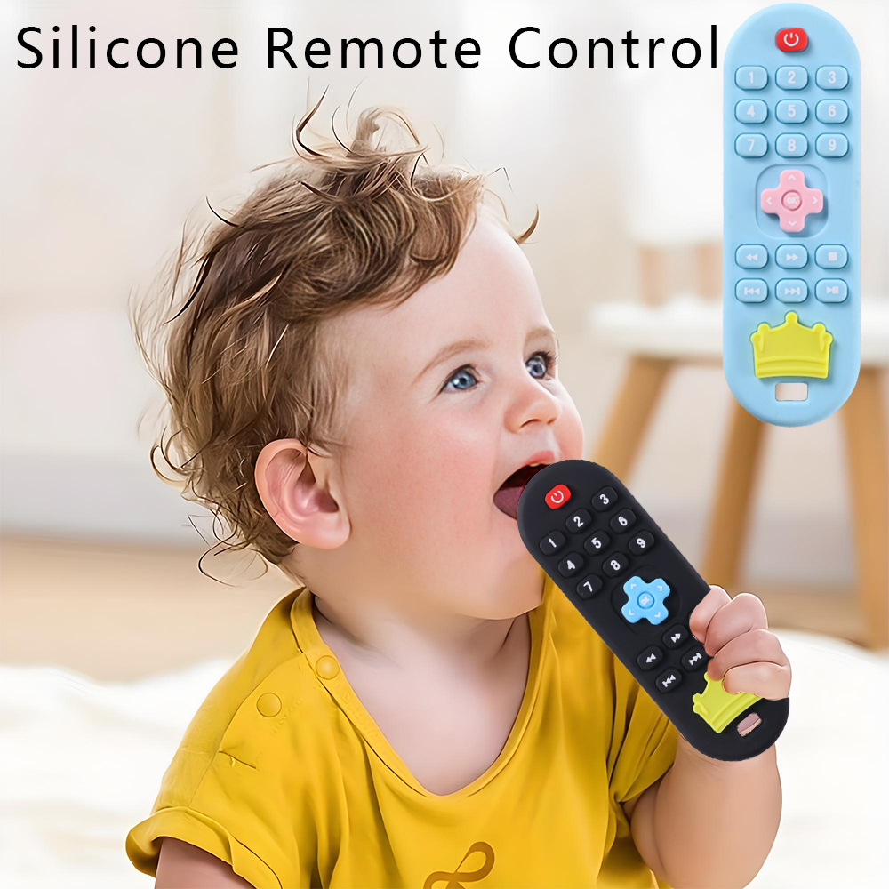 Children's Silicone Remote Control Teether Baby Oral Appetite Period Soothing Remote Control Teething Bite Gum Anti-Eating Toys