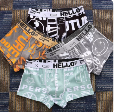 Bokserki męskie z bawełny, oddychające, wygodne, z nadrukiem, seksowne