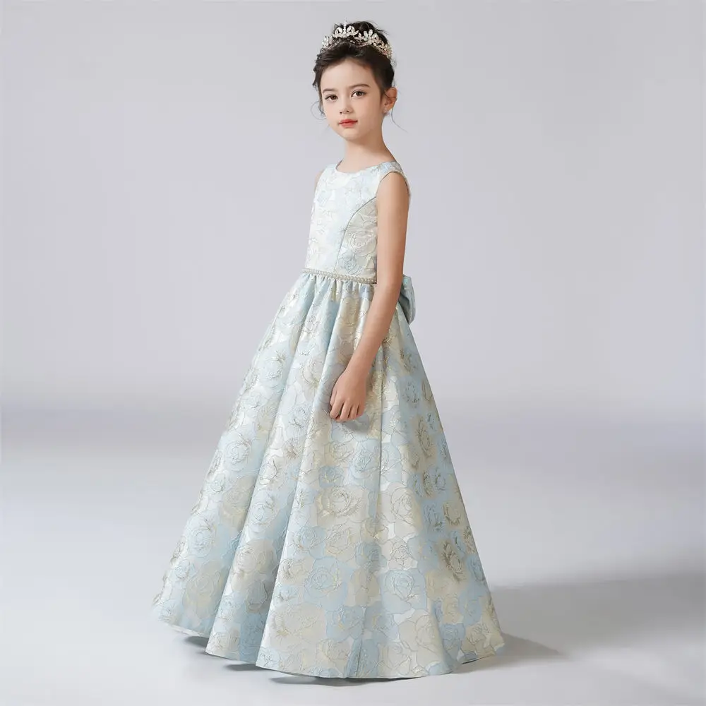 Dideyttawl ที่กําหนดเอง O-คอชุดสําหรับสาว A-Line Rose รูปแบบดอกไม้สาวชุดเดรสแขนกุดเด็กวันเกิดอย่างเป็นทางการชุดเจ้าหญิง