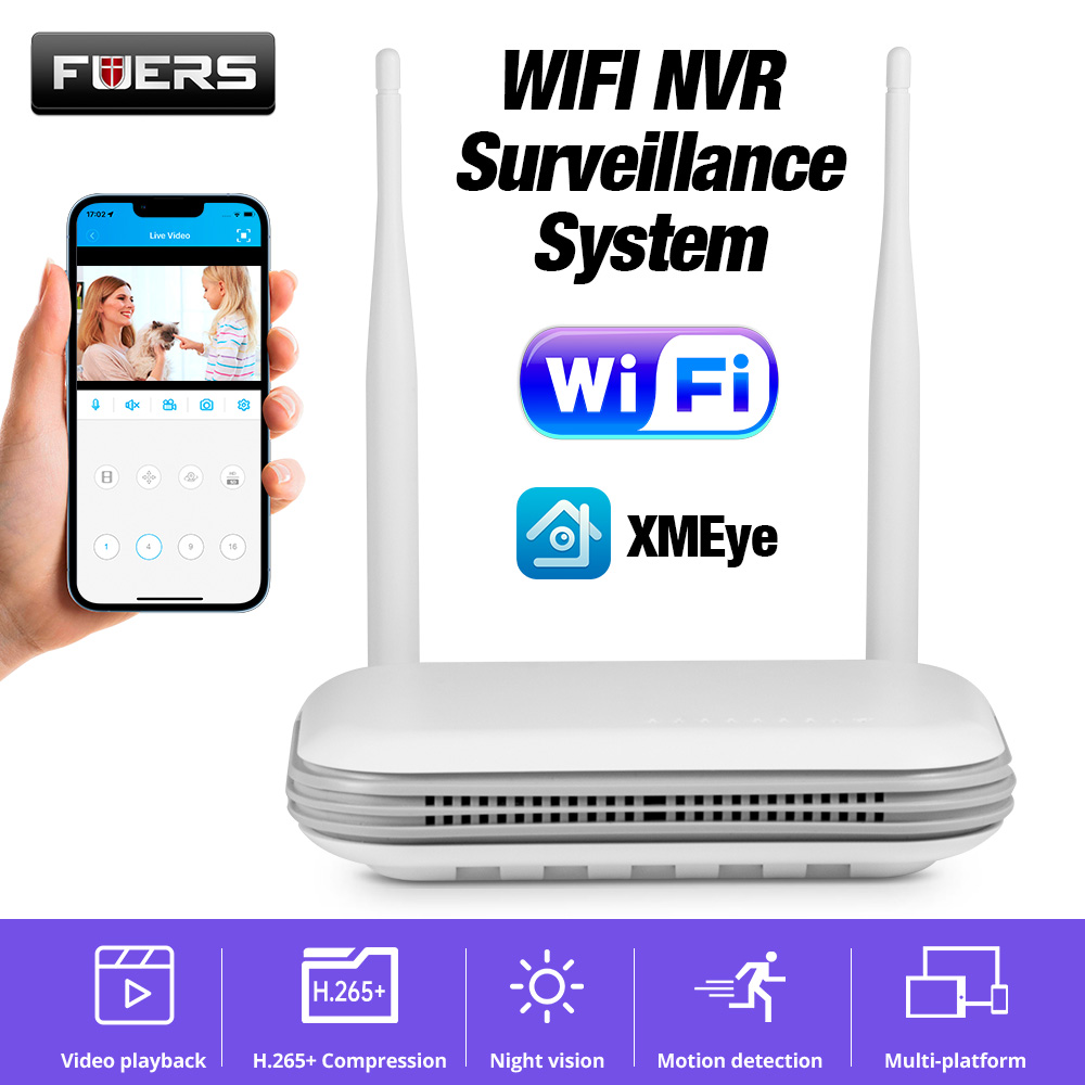 Fuers H.265 8CH inalámbrico NVR seguridad al aire libre WIFI IP sistema de cámara Kit vigilancia CCTV cara Audio Video grabadora
