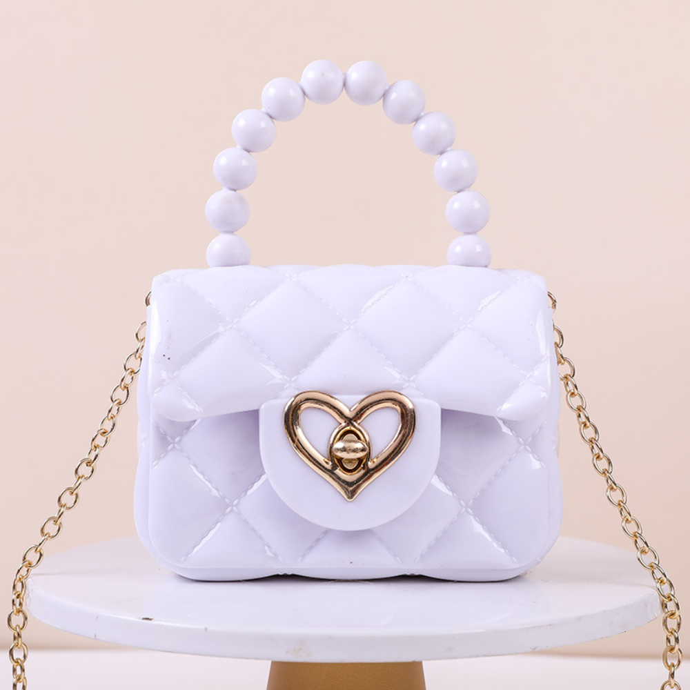 Nova bolsa de geléia, cor doce, ombro único crossbody mini corrente chave pérola saco de geléia de mão