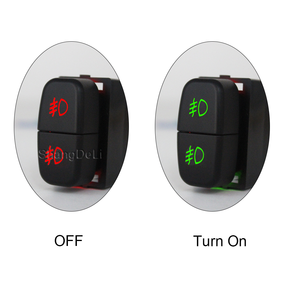 DC12V para Mitsubishi Pajero Triton ASX Lancer luz LED roja doble interruptor de luz antiniebla delantera trasera botón de encendido y apagado