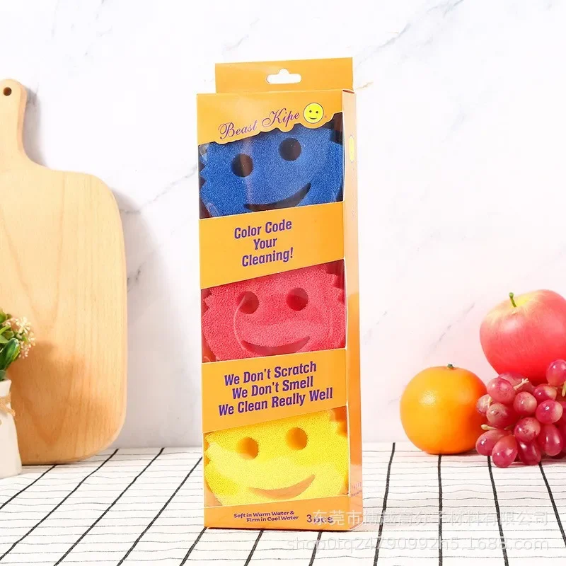 Esponjas reutilizables para lavar platos, esponja con sensor de temperatura, cepillo de limpieza de coche, esponja facial sonriente, herramienta de limpieza de ventanas de vidrio