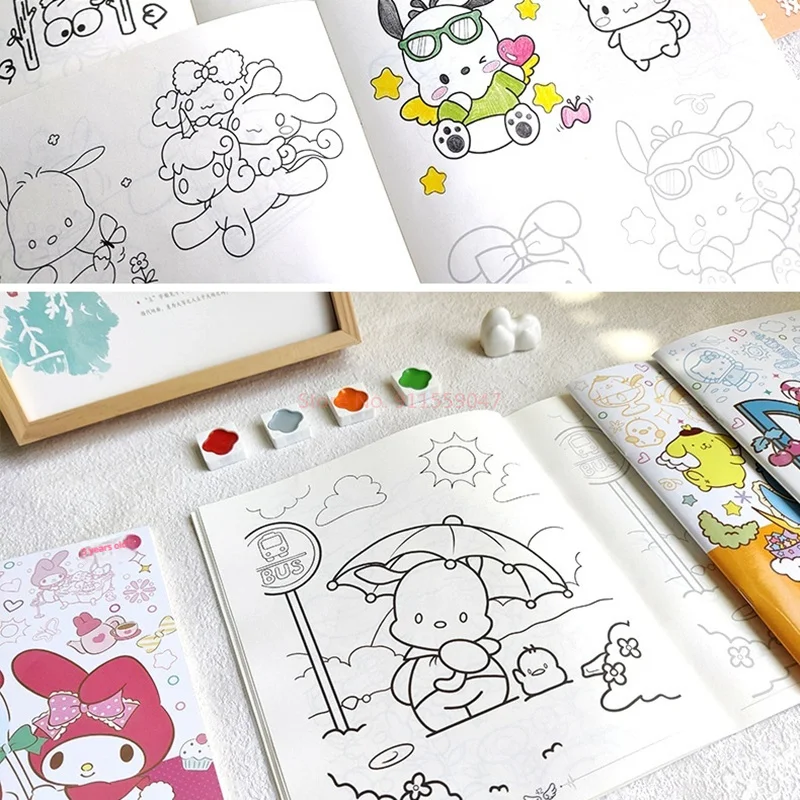 ใหม่ Sanrio Kuromi ภาพวาดโน้ตบุ๊คเด็ก Sketching Coloring Copy Notebook โรงเรียนประถมศึกษาการ์ตูนอะนิเมะ Line Draft