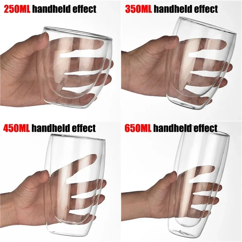 2-18 Chiếc Treo Tường Đôi Cao Cấp Thủy Tinh Borosilicate Cốc Chịu Nhiệt Trà Sữa Nước Ép Cà Phê Cốc Nước Thanh Drinkware quà Tặng Sáng Tạo Bộ