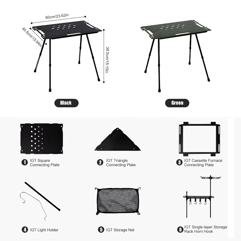 Mesa táctica IGT para exteriores WESTTUNE, mesa de Picnic para acampar plegable multifuncional ligera de aleación de aluminio con patas ajustables