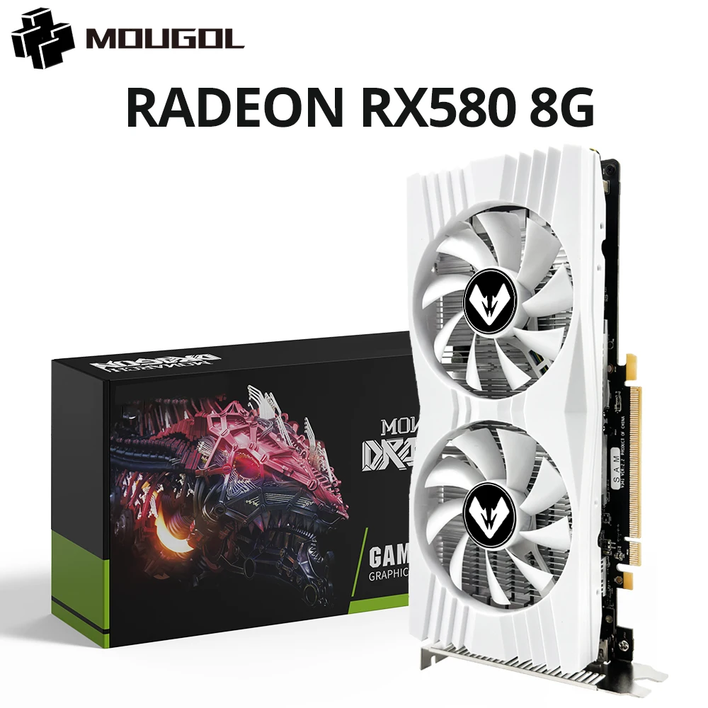 Mogol original radeon rx580 8g placa gráfica gddr5 memória placa de jogos de vídeo pcie3.0x16 dvi dp para computador desktop cartão amd