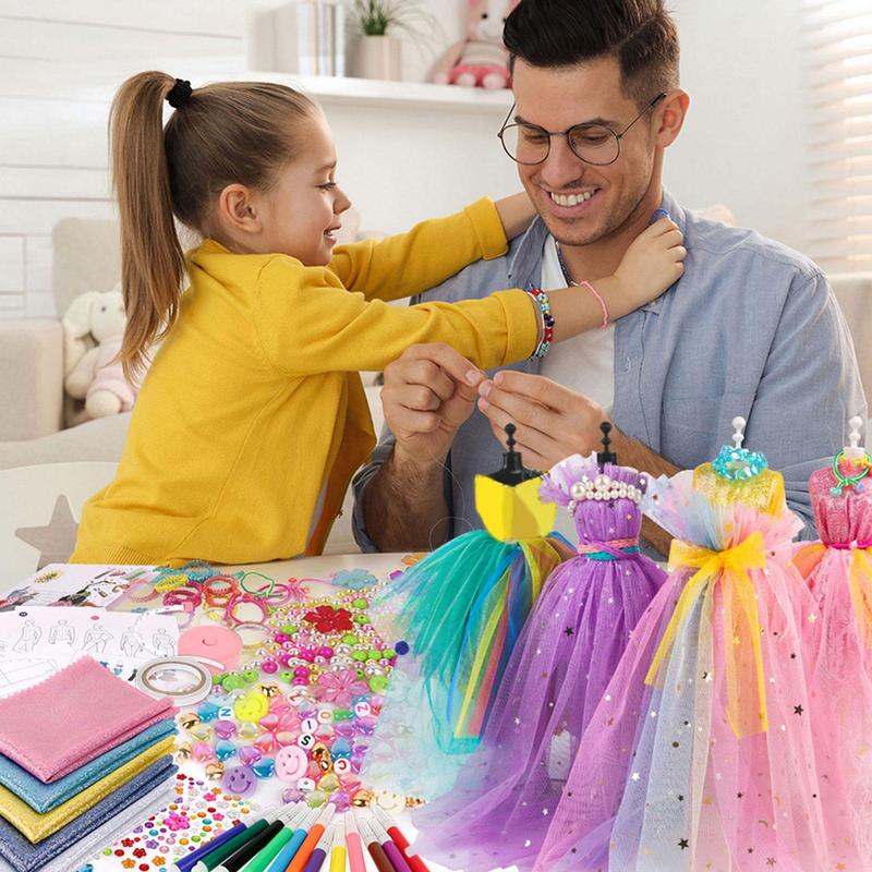 ชุดเย็บปักถักร้อยเด็กผู้หญิงแบบทำมืองานฝีมือสำหรับเรียนรู้การตัดเย็บแบบนำมาใช้ใหม่ได้รุ่น6-12ปี309ชิ้น