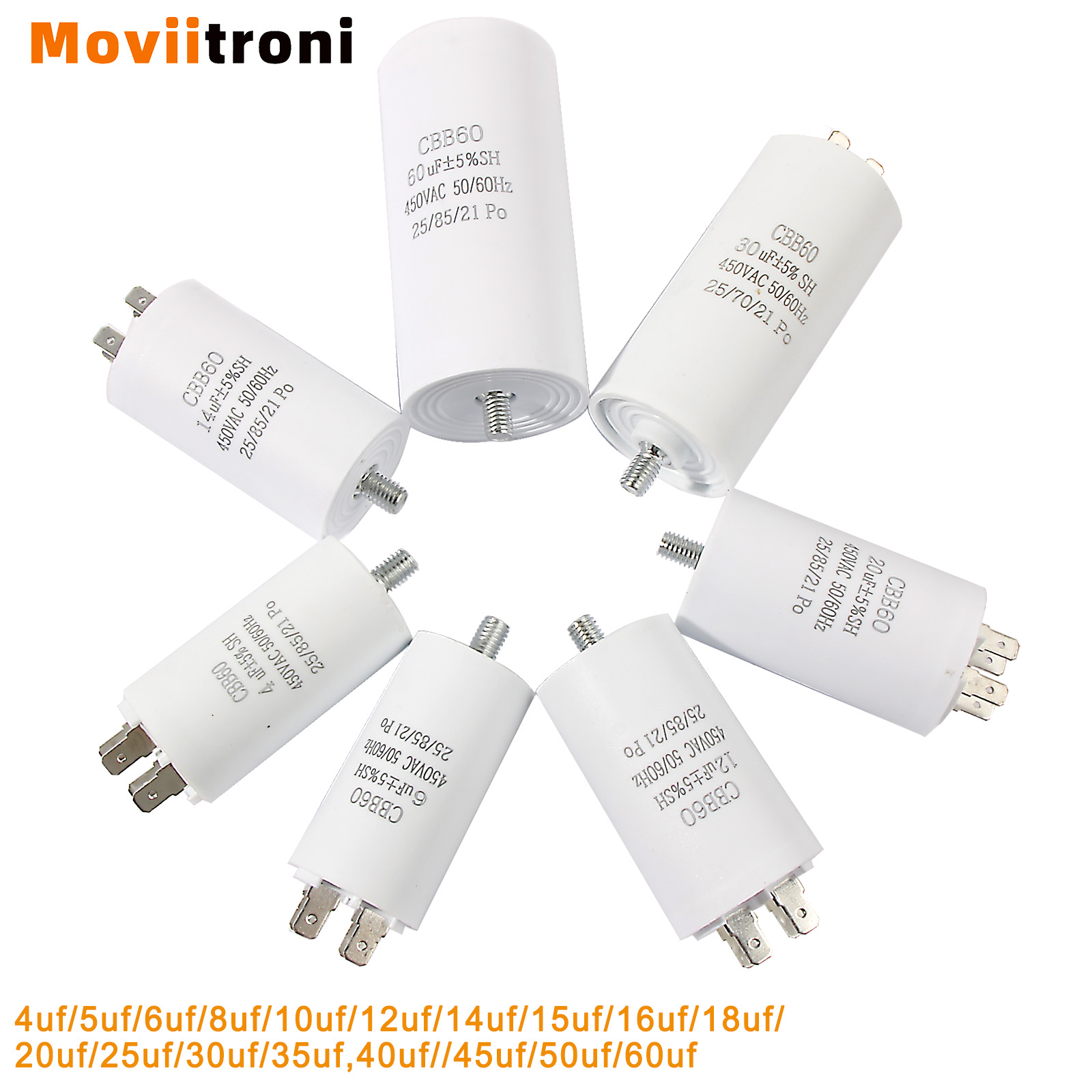 Capacitor de partida cbb60, 450v, inserção dupla, substituição elétrica, motor, capacitores de corrida com parafusos para compressor de ar, bomba de água
