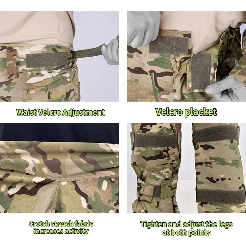 Pantalones tácticos ajustables, duraderos y transpirables, múltiples bolsillos, resistentes al desgarro, a prueba de viento, senderismo, Camping