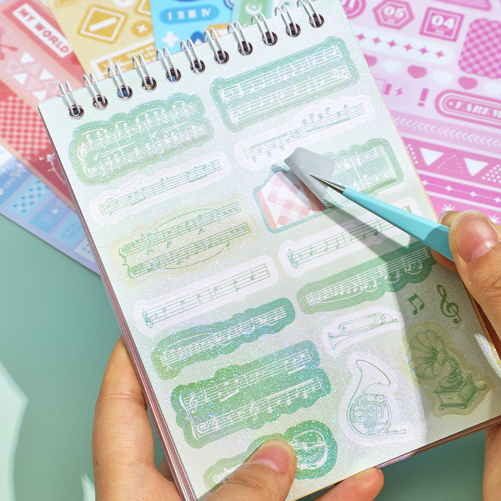 สติกเกอร์กระดาษสมุด30แผ่นหลากสีน่ารักจินตนาการ30แผ่นสติกเกอร์ตกแต่งสมุดบันทึกที่สวยงามแบบทำมือ