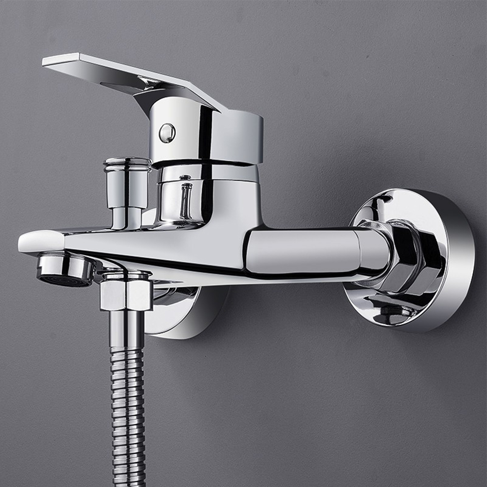 สังกะสีอัลลอยด์ก๊อกน้ําอ่างล้างหน้า Chrome ติดผนังร้อนเย็น Dual Spout TAP สําหรับห้องน้ํา Splitter อาบน้ําอ่างล้างหน้า