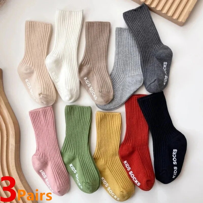 3 par/lote calcetines de bebé niños niñas calcetines suaves de algodón a rayas niños pequeños empuñaduras de goma antideslizantes calcetines de suelo para 0-3 años