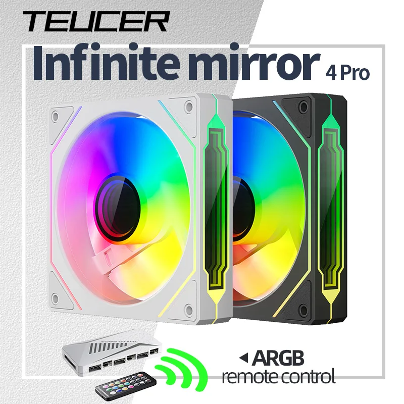 Teucer Infinite Mirror 4Pro 120 m PC-Gehäuselüfter PWM ARGB Wasserkühler CPU-Kühlung Ventilador Unlimited Space ARGB-Fernbedienung