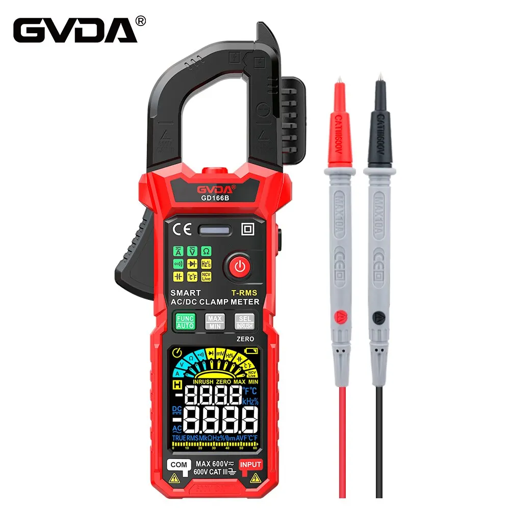 เครื่องวัดแรงดันไฟฟ้า gvda Clamp Meter ดิจิตอลมัลติมิเตอร์ DC/AC ปัจจุบัน6000ความจุรถยนต์