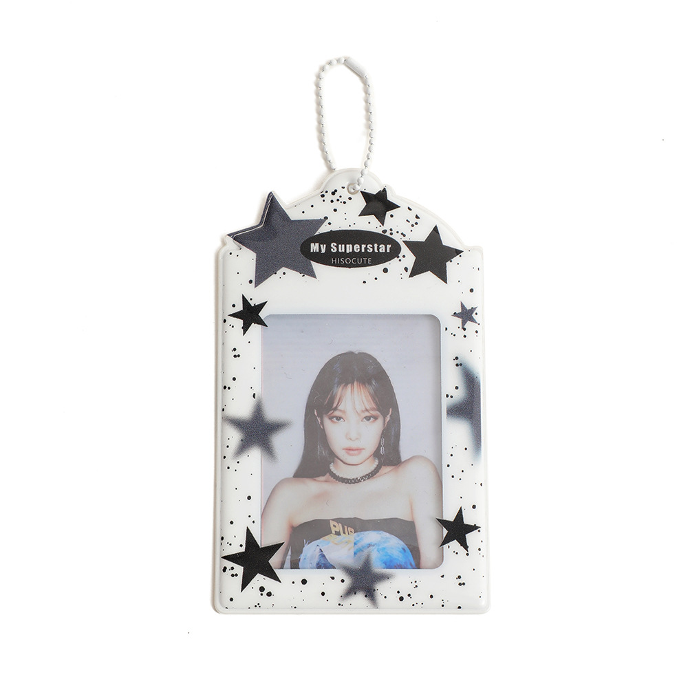 Tarjetero transparente de estrella salpicada de PVC para estudiantes, tarjetero pequeño de tres pulgadas, tarjeta de comida para niñas, bolsa para tarjetas de autobús