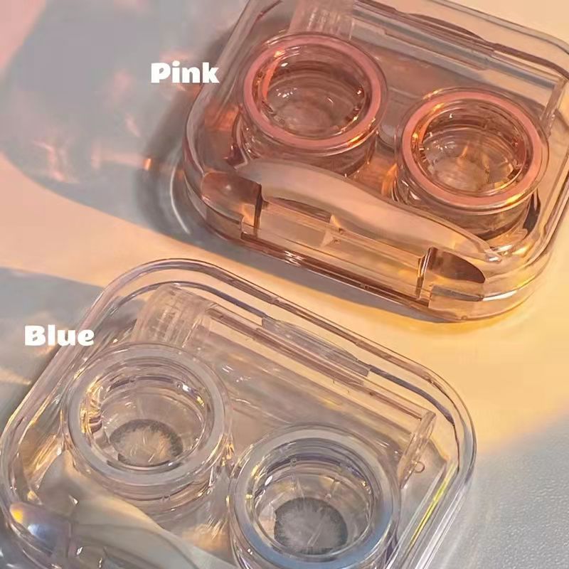 콘택트 Plastic Contact Lens Cases Simple Oval Transparen Portable Eye Contacts Lenses Holder Box Case with Tweezers Remover Tools