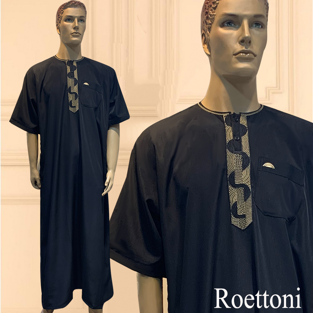 男性用半袖マキシドレス,イスラム教徒の祈りのドレス,カフタン,ジュバ,マット,モロッコ,刺sau, 新品,1個