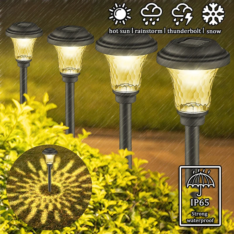 Luz solar ao ar livre novas lâmpadas de jardim alimentado caminho paisagem à prova dwaterproof água para quintal gramado pátio decorativo iluminação led