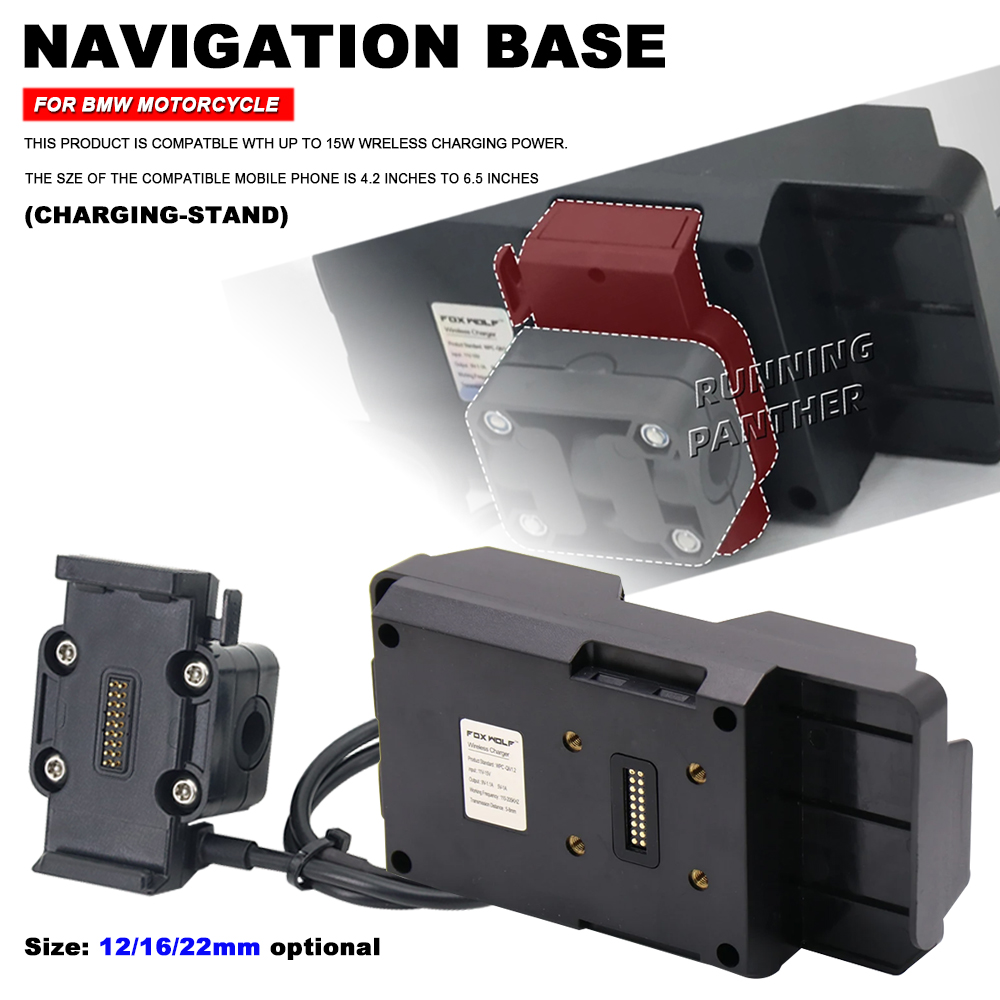 12 мм, 16 мм, 22 мм, подходит для BMW R1200 R1250 R1300 F750 F850 GS CRF1000L, GPS-навигационная подставка для телефона приключений, беспроводная зарядка