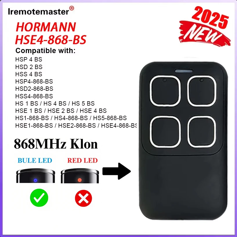 868MHz For BS Bisecur Remote Control Compatible with HSE1 HSE2 HSE4 HSE5-868-BS HS5-868-BS Garage Door Handheld Transmitter