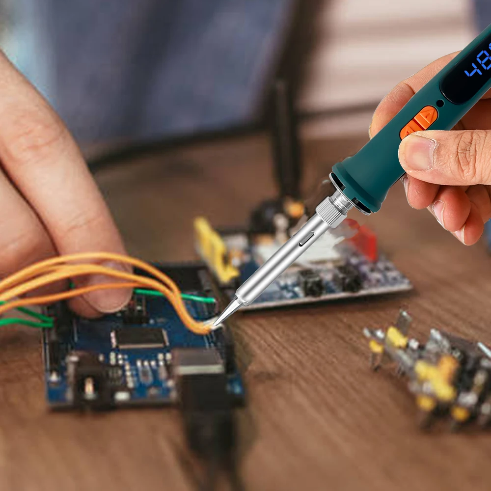 120W digital soldering iron ซ่อมชุดเครื่องมือบัดกรีไฟฟ้า Dual Calibration อุณหภูมิ 200-600C 907S