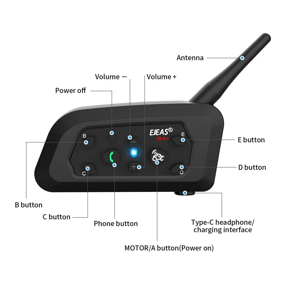 EJEAS V4C PLUS + 2 uds V6C PRO 3 usuarios árbitro intercomunicador auriculares 1200M Full Duplex Bluetooth auriculares interfono para conferencias de fútbol