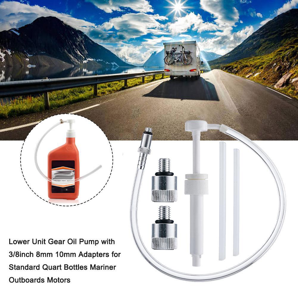 Universele Lagere Unit Gear Oliepomp met 3/8 inch 8mm 10mm Adapters voor Standaard Quart Flessen Mariner Buitenboordmotoren