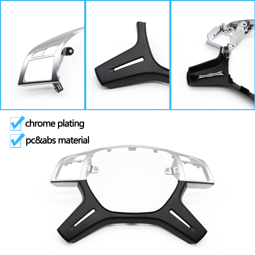 Capa prateada para volante de carro, painel de guarnição de substituição para mercedes benz c e m ml gl gls g classe w204 w212 w166 w463 a 0994640513
