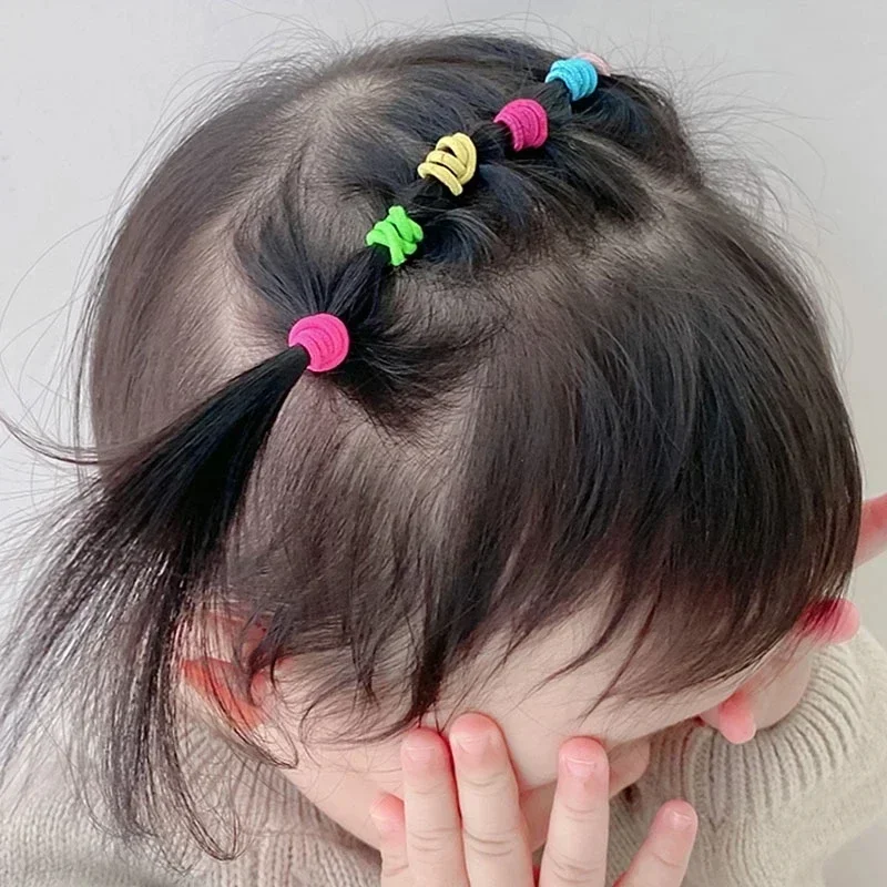 100 ピース/バッグ弾性ヘアバンド女の子ベビー耐久性のあるヘアアクセサリー子供ヘアリングヘッドロープシュシュ帽子卸売ギフト