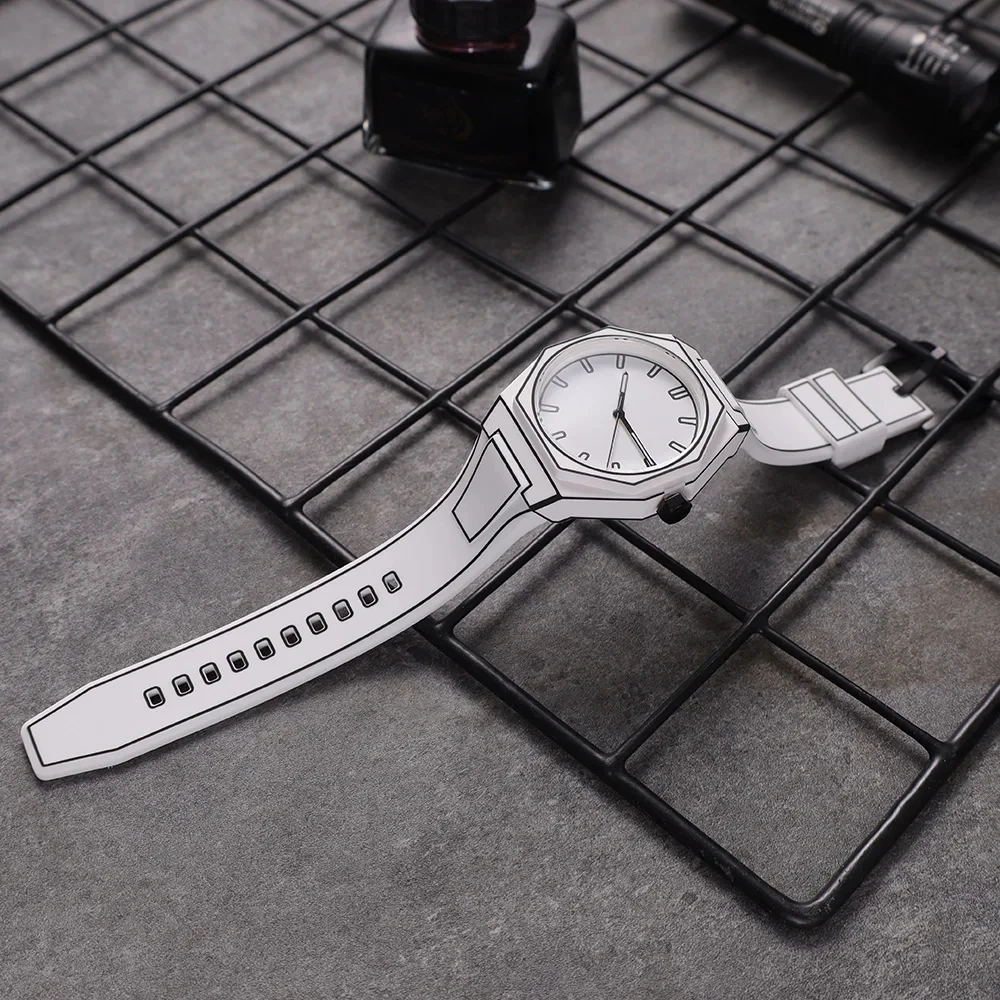 Lightweight Polycarbonate case high tech black men's watch classic simple silicone strap men's quartz watch fashion style clock