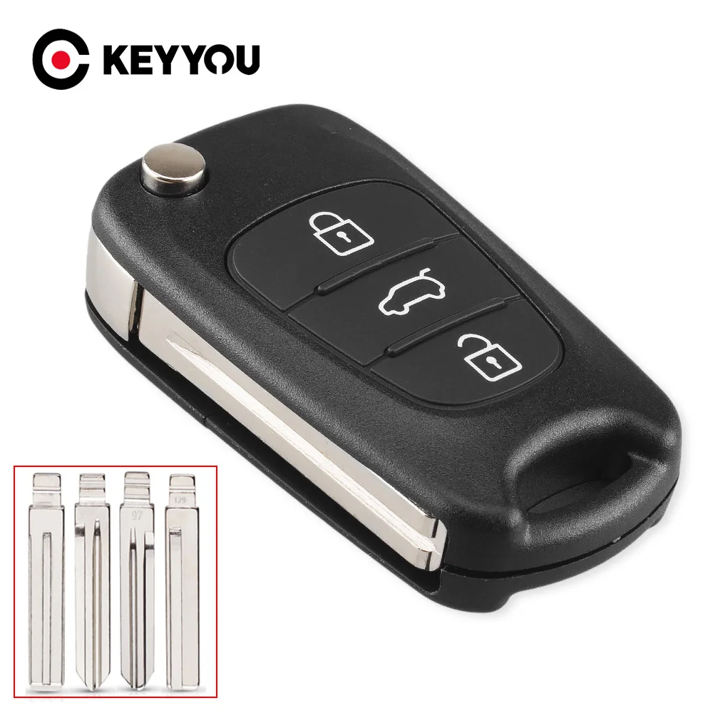 KEYYOU Thay Thế Xe Điều Khiển Từ Xa Vỏ Chìa Khóa 3 BT Lật Gấp Vỏ Chìa Khóa Dành Cho Xe Kia K2 K5 Rio 3 Picanto Ceed cerato Sportage Dành Cho Xe Hyundai