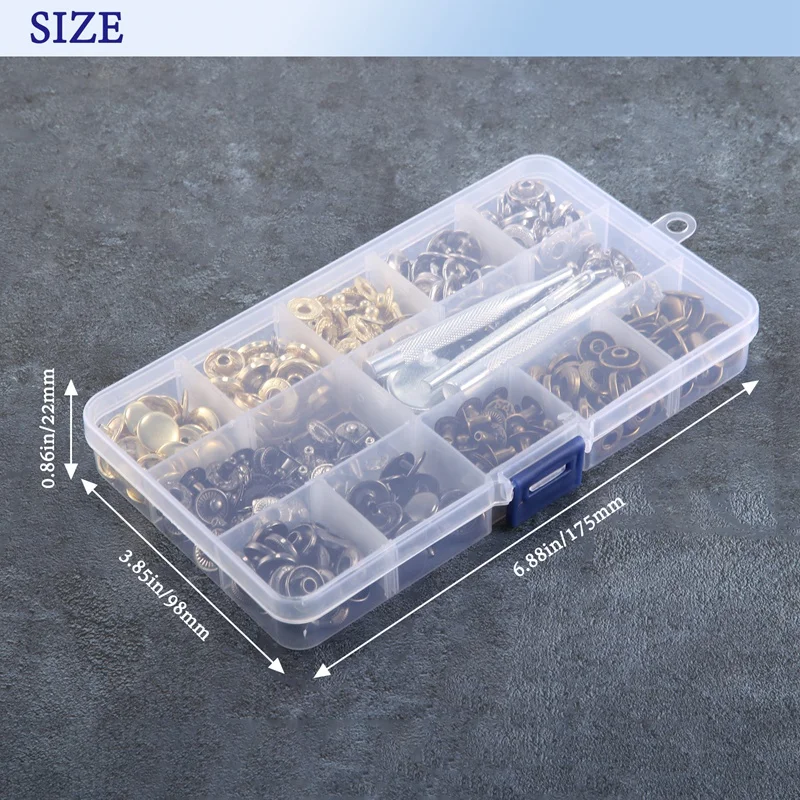 100 Set di chiusure a scatto in pelle Kit, bottoni a pressione con bottoni in metallo da 12.5Mm, bottoni a pressione in pelle a 4 colori per vestiti, borse