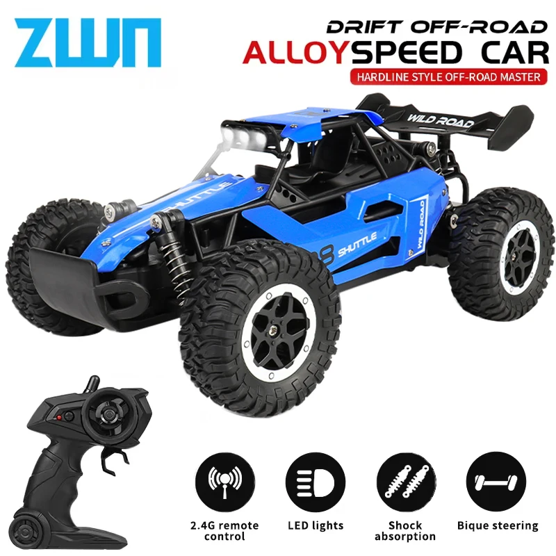 ZWN 1:16 2.4Gh Modello RC Auto Con Luci A LED 2WD Fuoristrada Telecomando Veicolo Da Arrampicata Auto All'aperto Giocattoli per Ragazzi Ragazze Regali