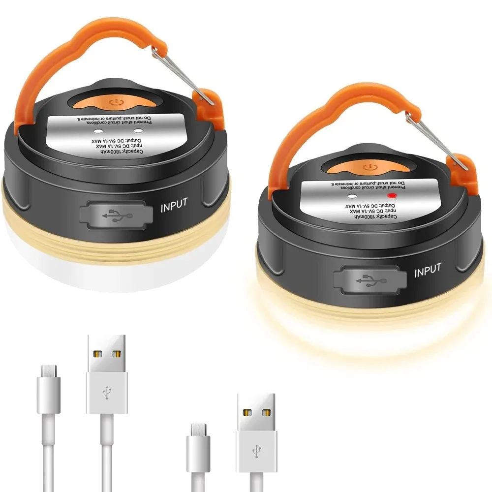 야외 조명 전원 캠핑 랜턴 텐트 램프 1200mAh USB 충전식 휴대용 캠핑 라이트 야외 하이킹 야간 걸이형 램프